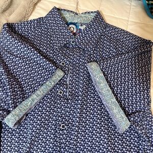Robert Graham Blue and White Geometric Dress Shirt